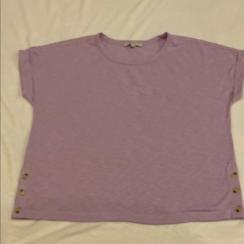LOFT Purple Boxy Short Sleeve T-Shirt